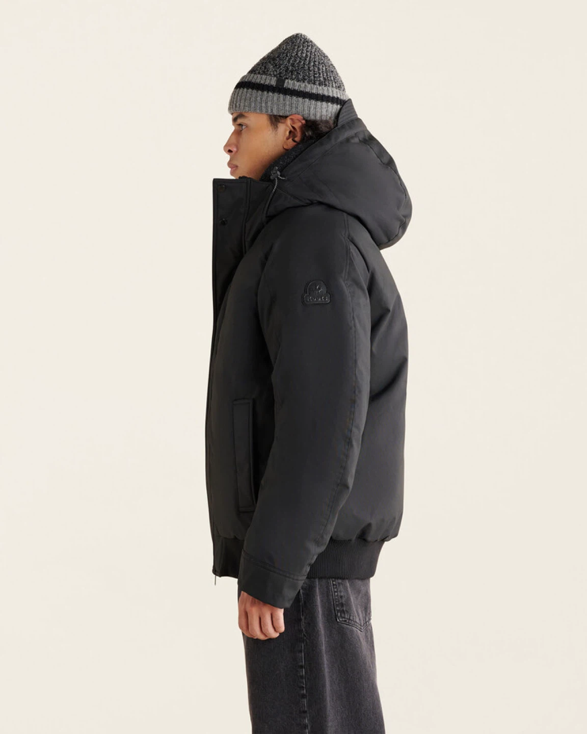 Black Down-Filled Bomber Winter Jacket - photo 3