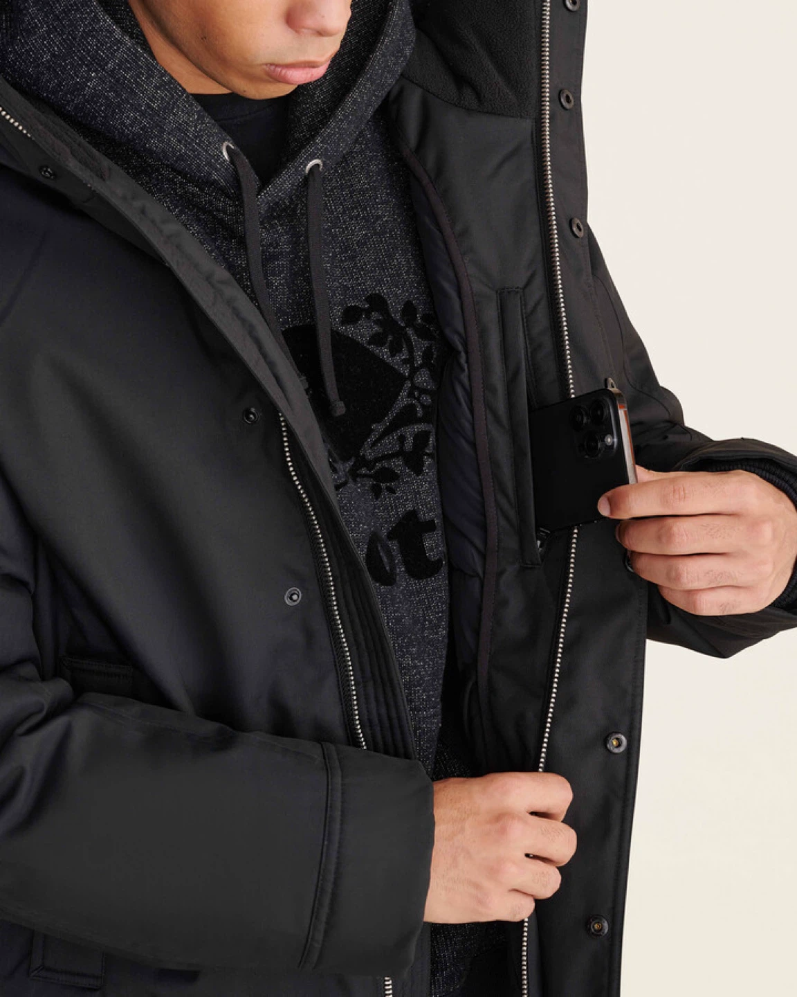Black Down-Filled Bomber Winter Jacket - photo 5