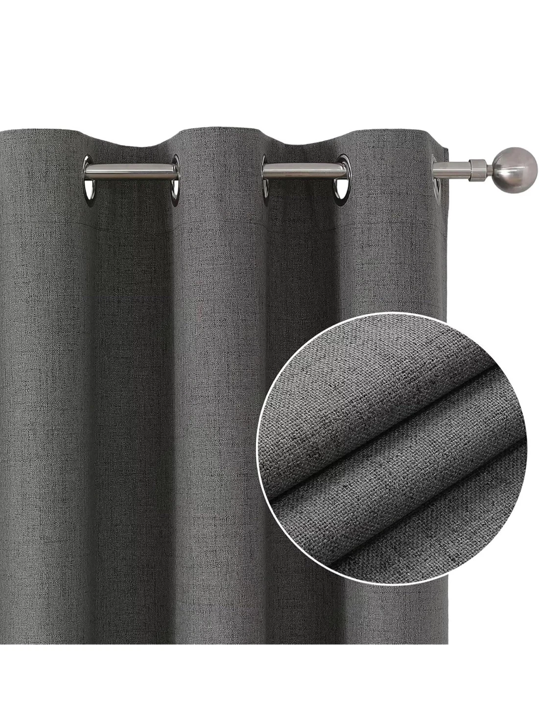 Grey 100% Blackout Grommet Curtain Panel - photo 2