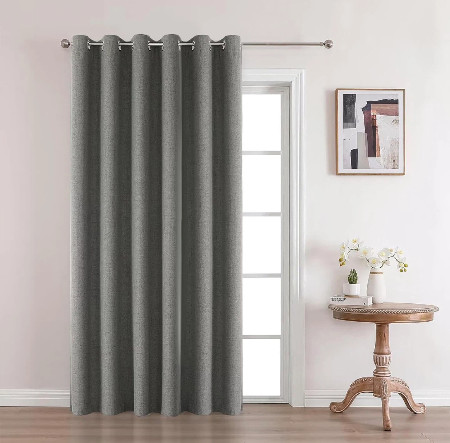 Grey 100% Blackout Grommet Curtain Panel