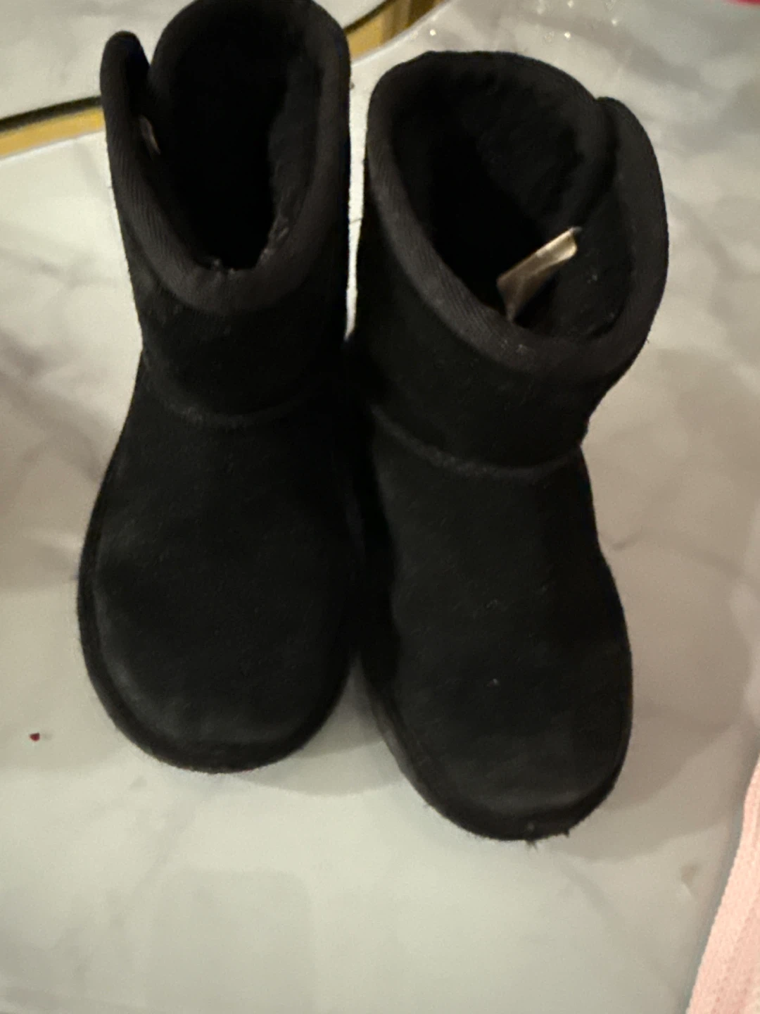 Ugg Black Suede Sheepskin Boots Toddler Size 9 - photo 3