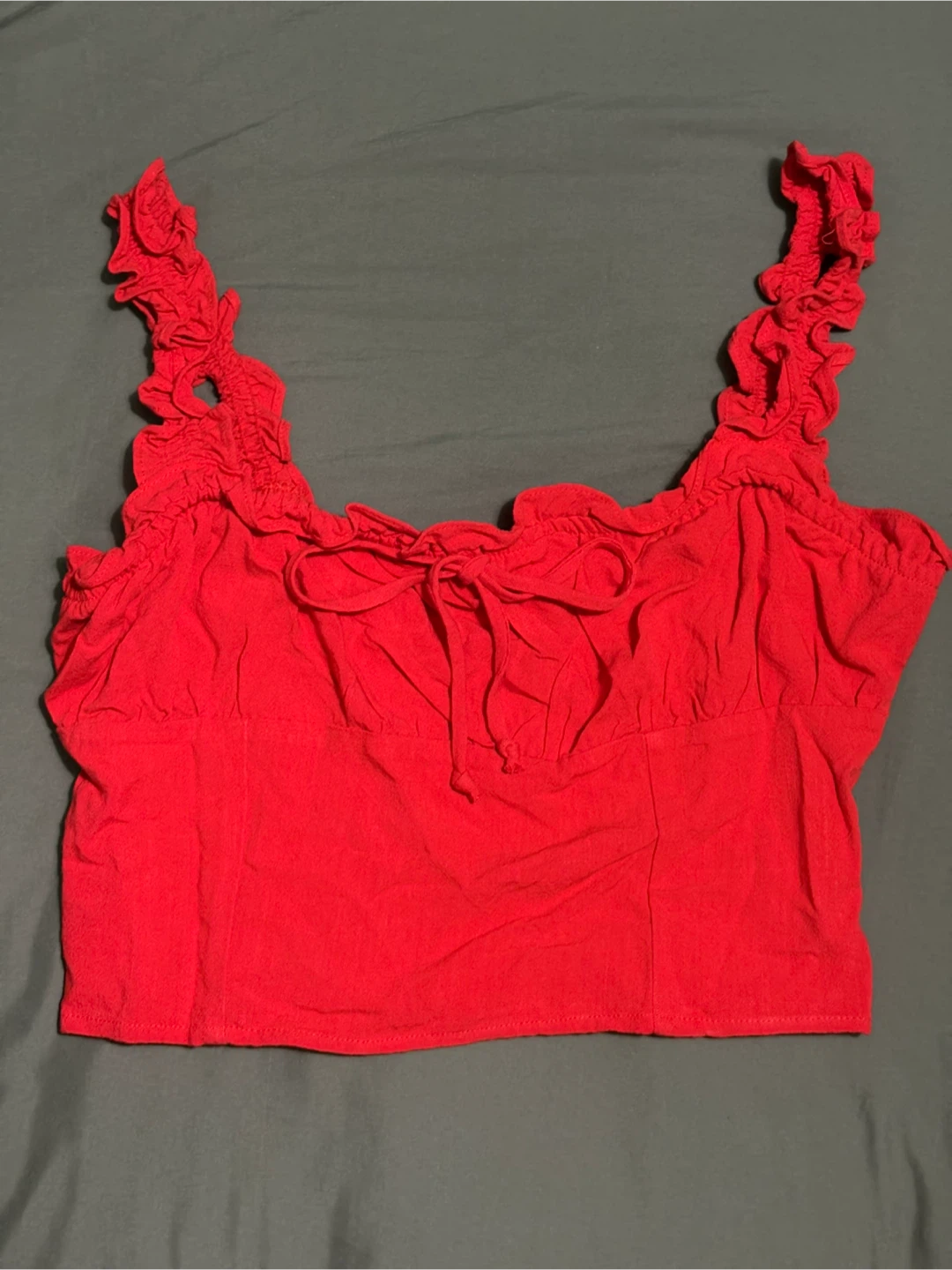 Sienna Sky Red Smocked Crop Top - Size L 🏆