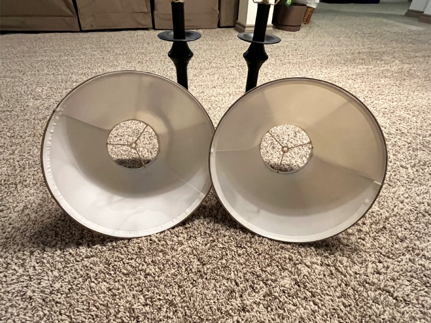 Set of 2 Black Table Lamps with Tan Lampshades - photo 2