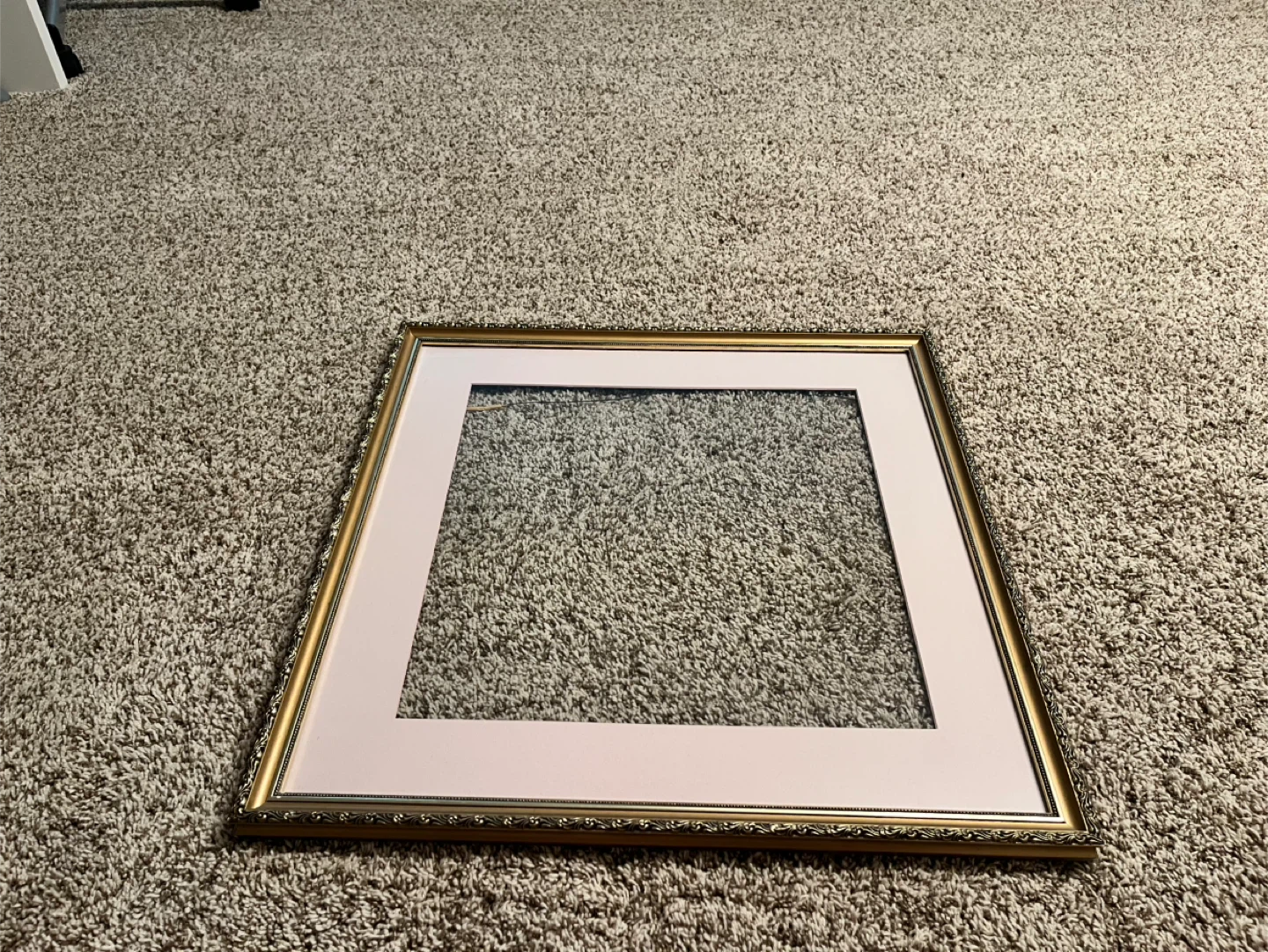 Gold Tone Picture Frame with Pink Mat - photo 2