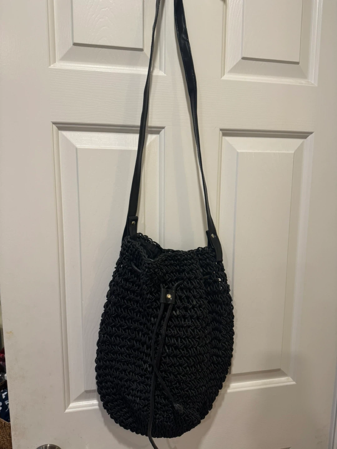 Black Woven Bucket Bag