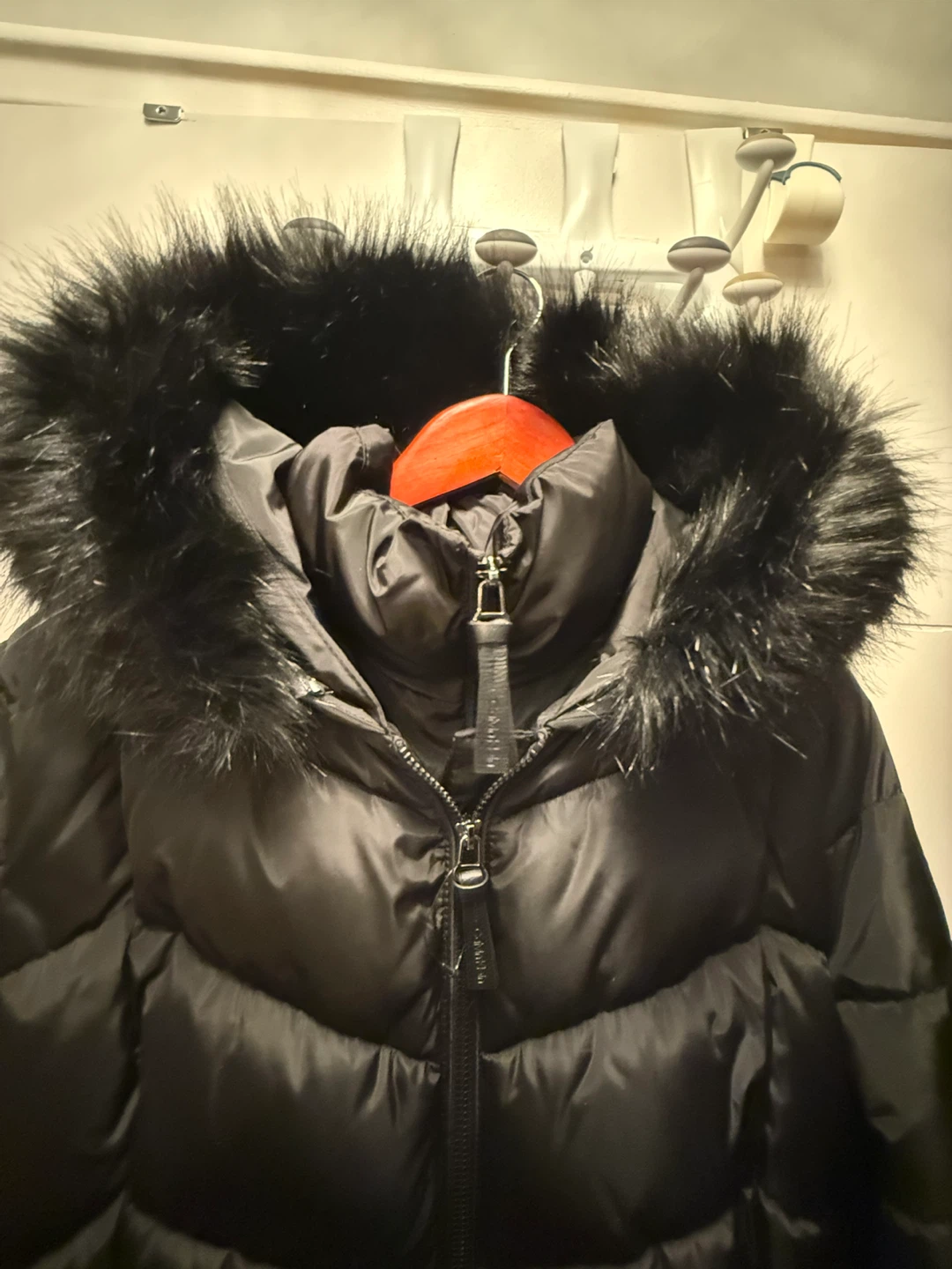 BRAND NEW Calvin Klein Black Puffer Coat with Faux Fur Hood - photo 2