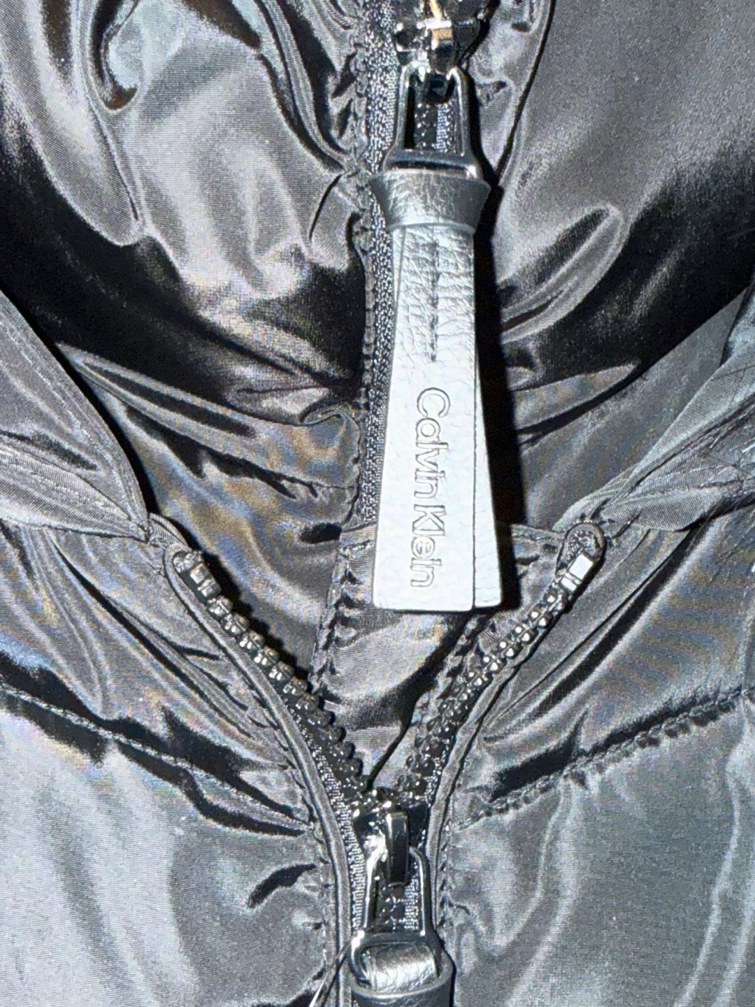 BRAND NEW Calvin Klein Black Puffer Coat with Faux Fur Hood - photo 3