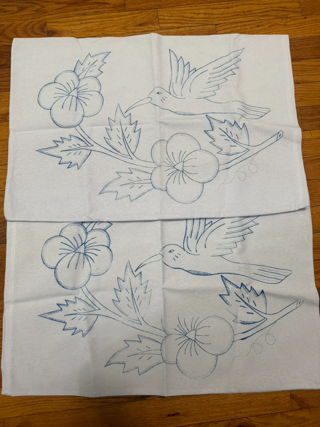 Pair of White Pillowcases with Flower Embroid