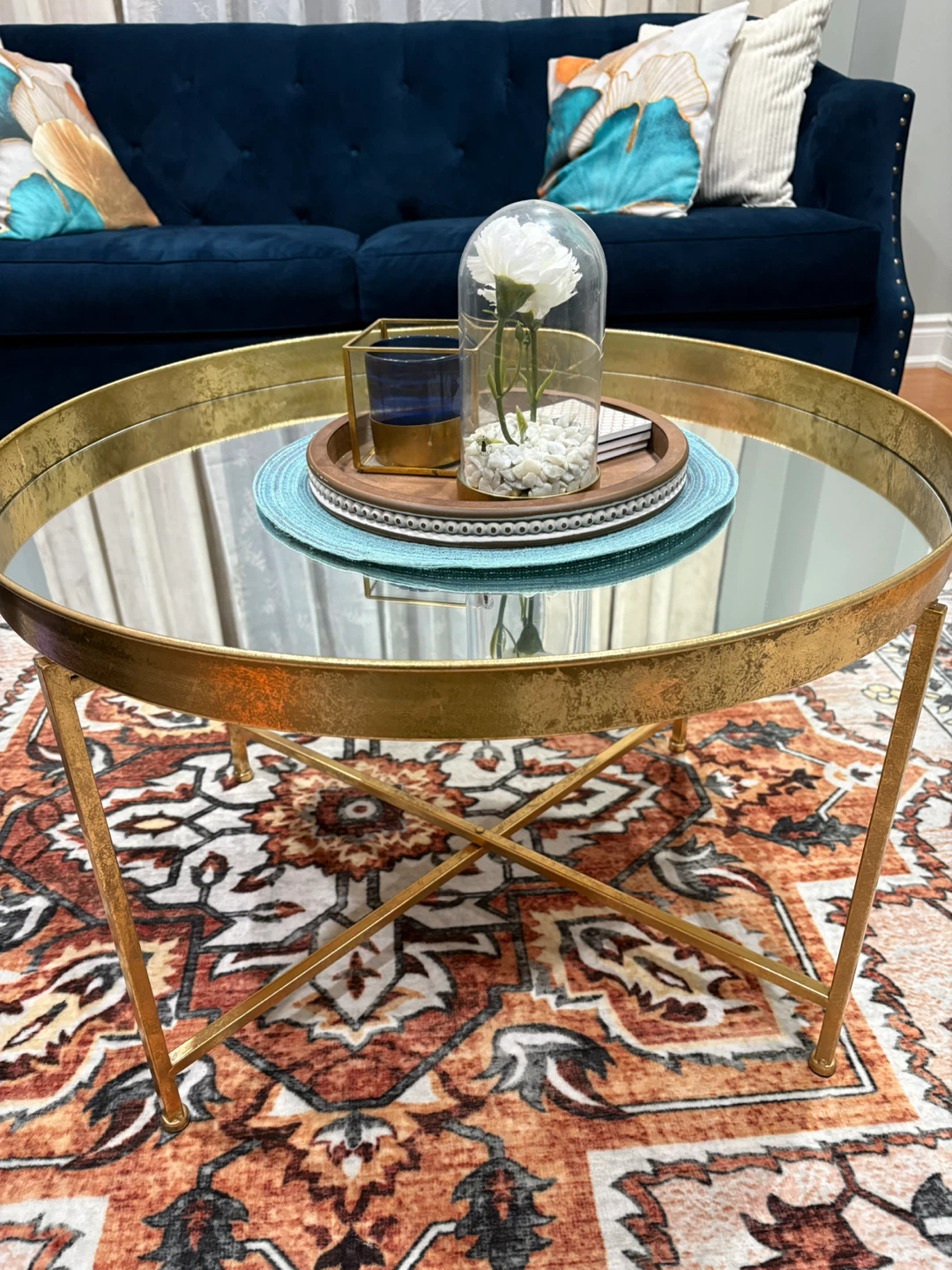 Gold Mirrored Round Coffee Table