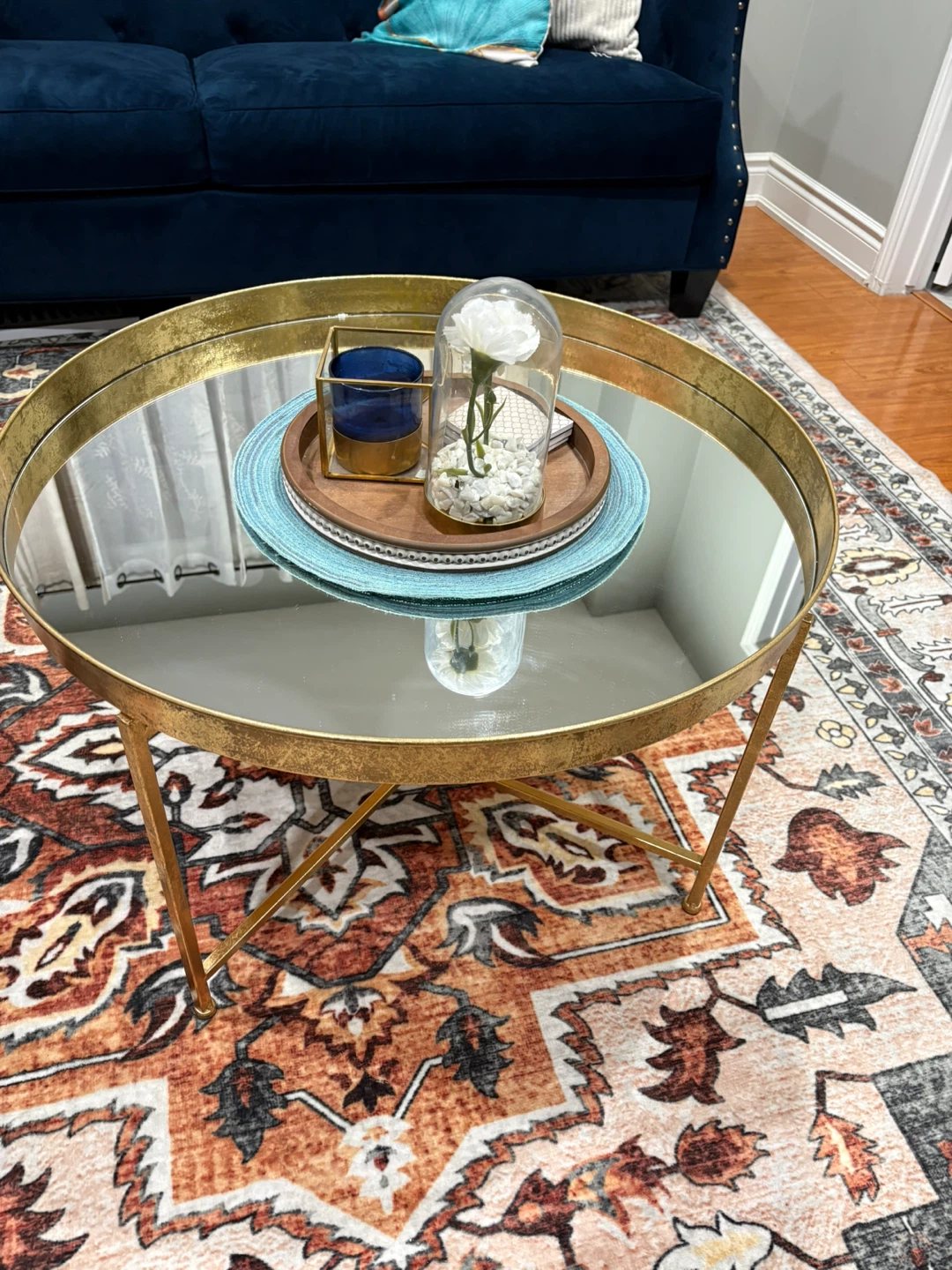 Gold Mirrored Round Coffee Table - photo 2