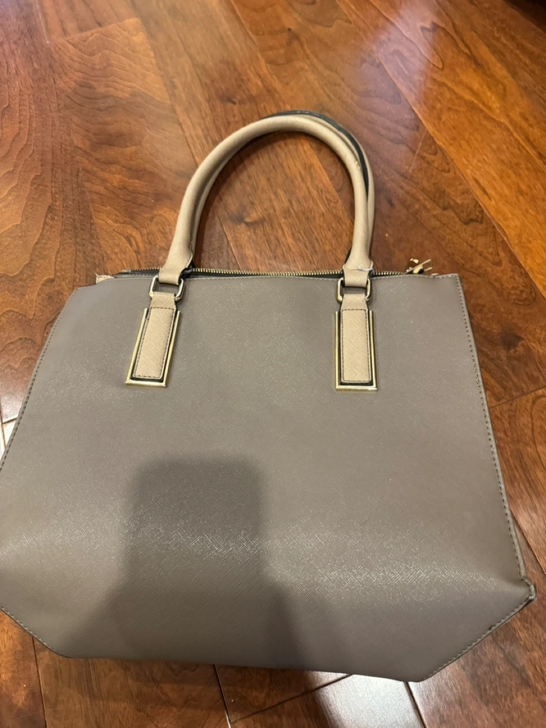 Women's Tan Faux Leather Satchel Handbag - photo 2