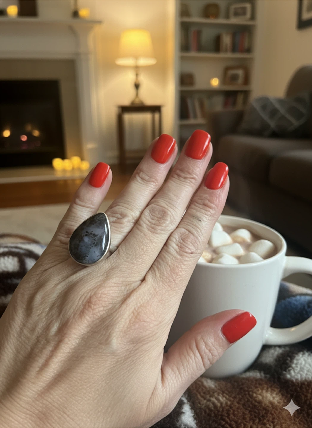 925 Sterling Silver Dendritic Opal Ring - photo 5