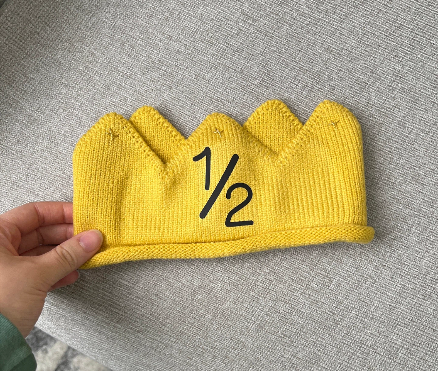 Half Birthday "1/2" Knit Crown Hat Halfway to One - photo 5