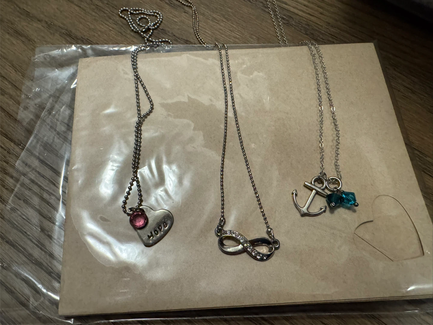 All 3 Necklaces: Hope Heart, Infinity, Anchor