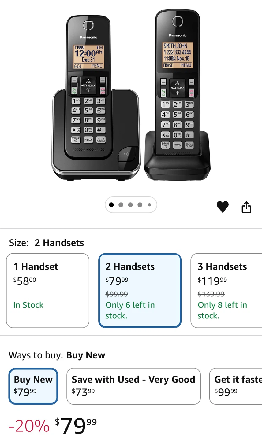 Panasonic Digital Cordless Phone with 2 Handsets - photo 2