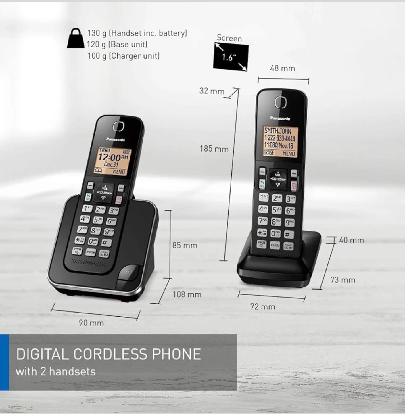 Panasonic Digital Cordless Phone with 2 Handsets - photo 3