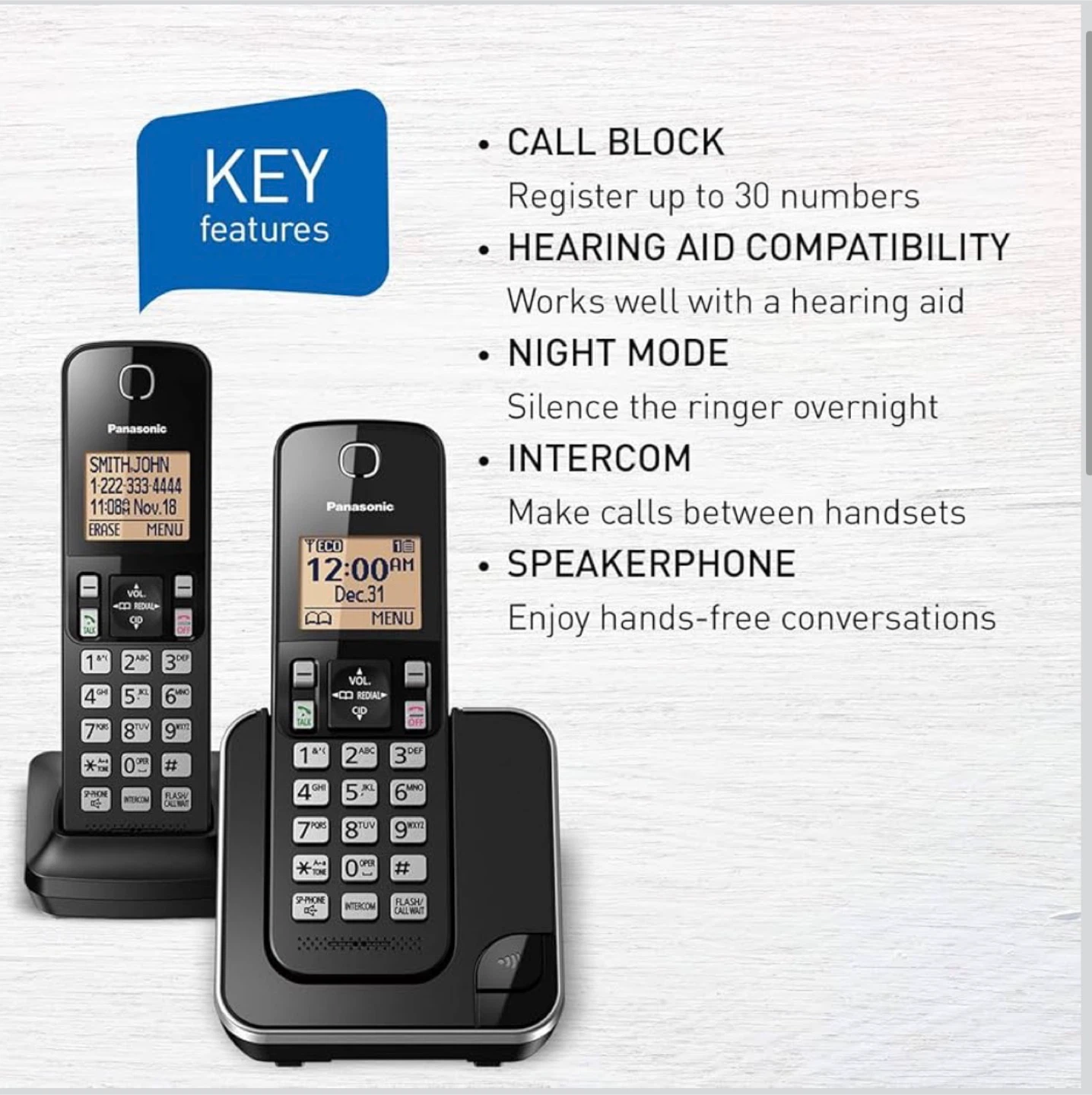 Panasonic Digital Cordless Phone with 2 Handsets - photo 4