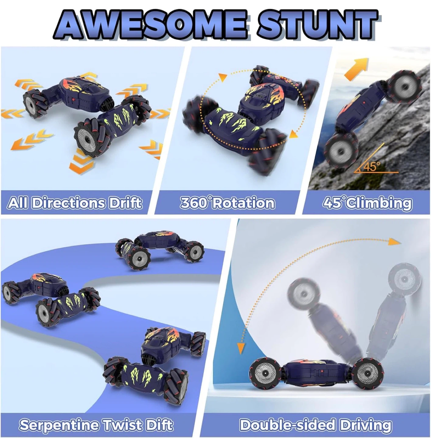 Dark Blue Remote Control Stunt Car - photo 4