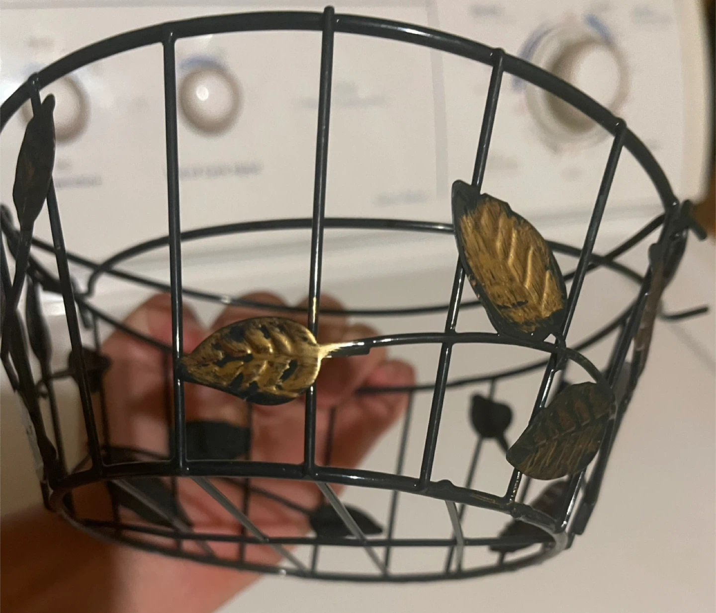 🏆" Decorative Wire Basket with Leaf Accents - photo 4