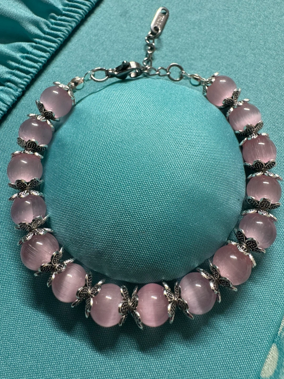 Pink Beaded Bracelet with Butterfly Charms