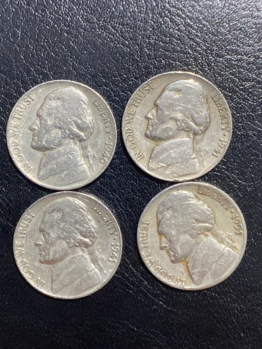 Set of 4 Vintage US Nickels