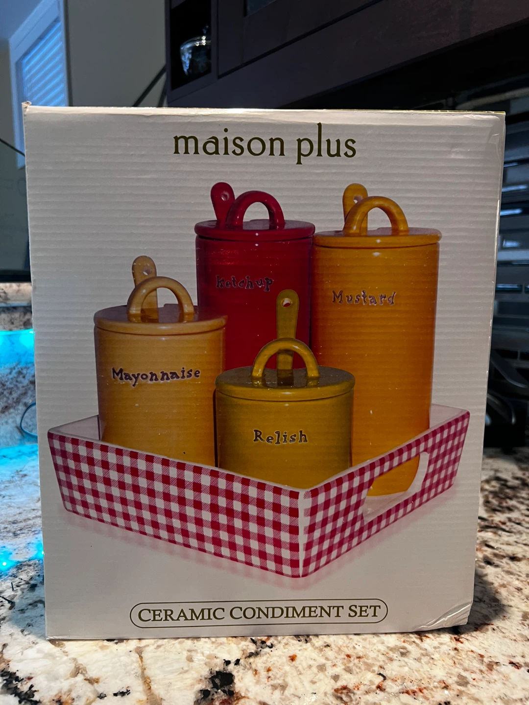 Maison Plus Ceramic Condiment Set with Serving Spoons