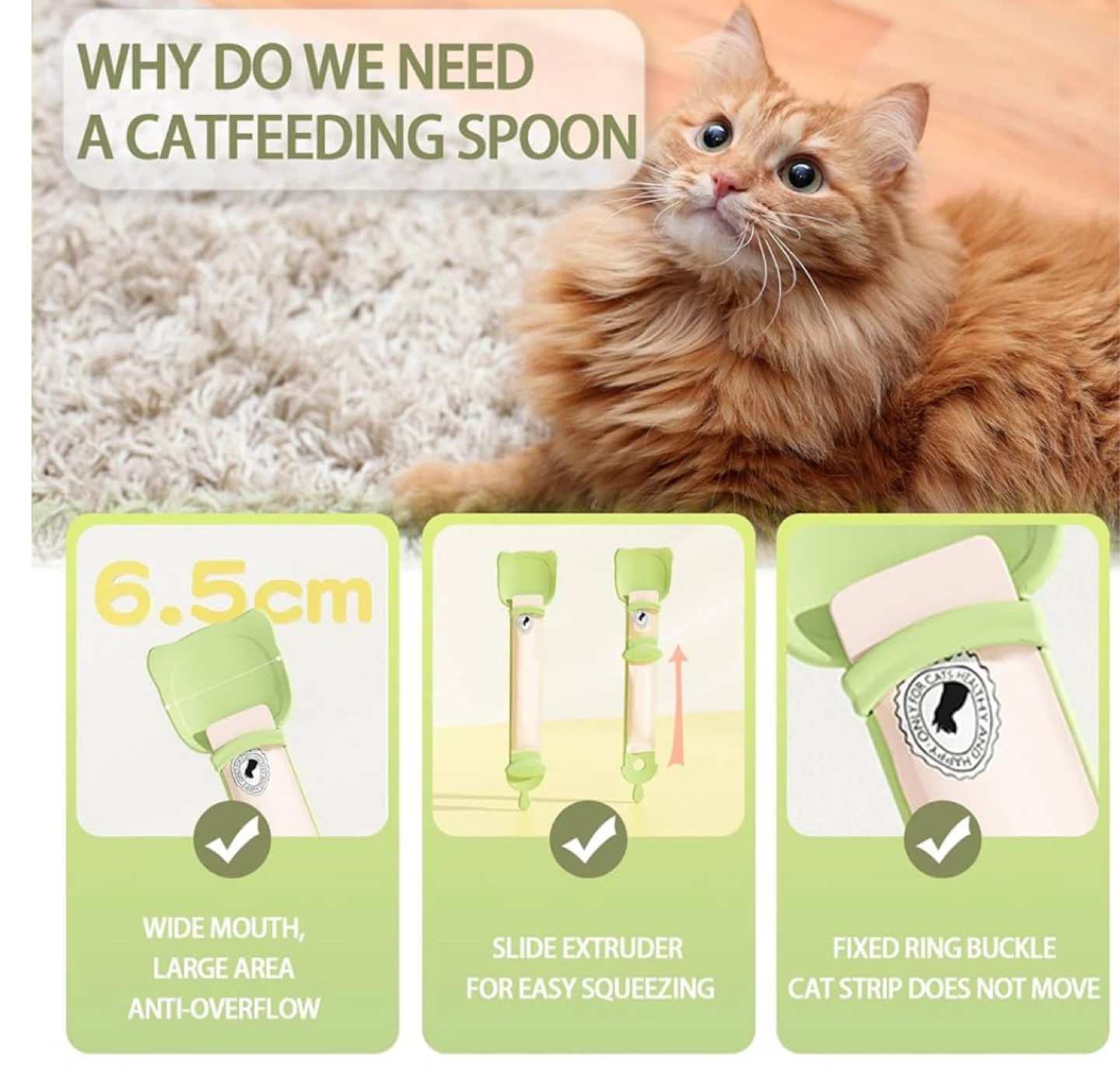 🏆" Cat Feeding Spoon with Wide Mouth and Slide Extruder - photo 4