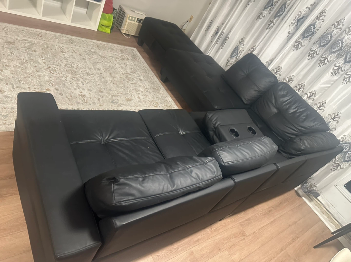 Black Sectional Sofa with Storage Ottomans - photo 4