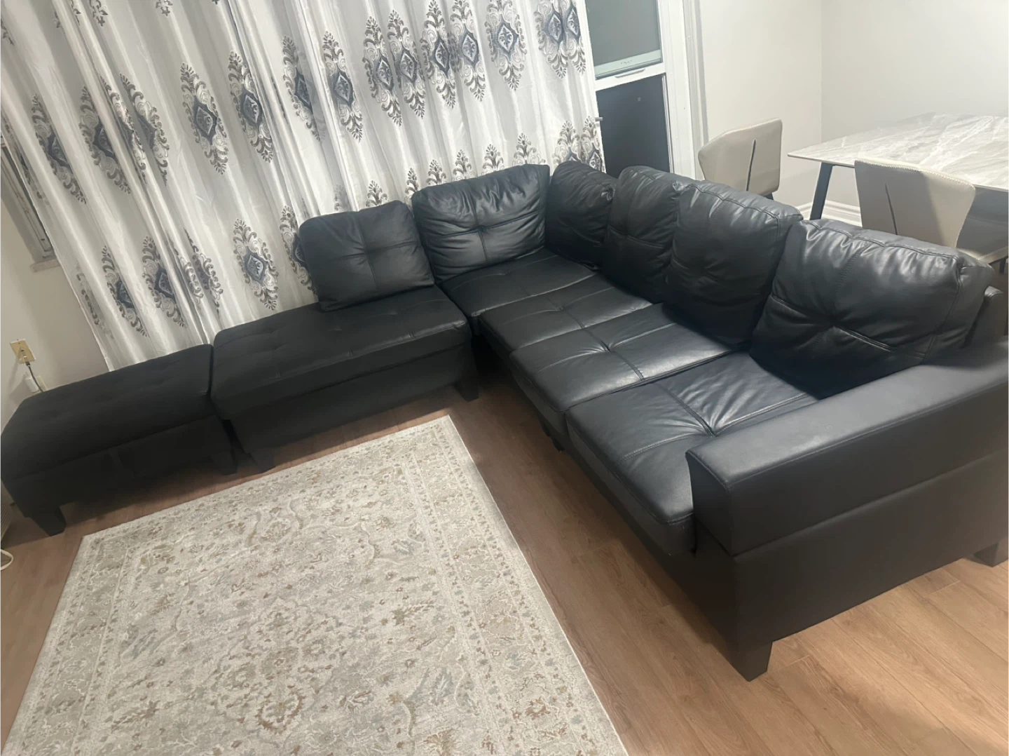 Black Sectional Sofa with Storage Ottomans