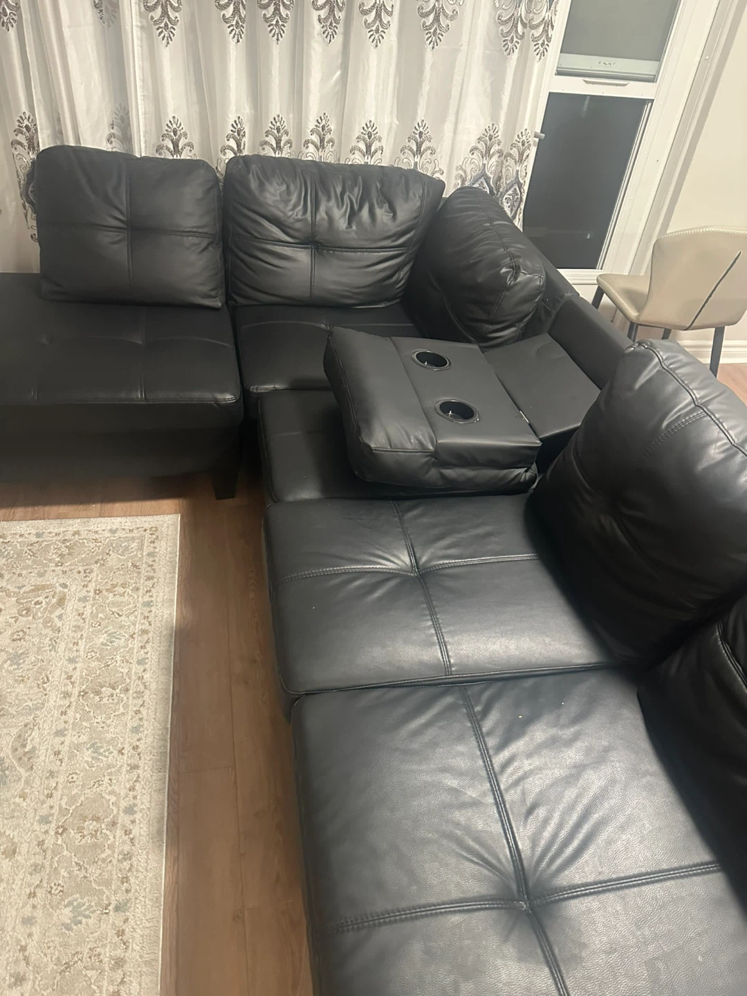 Black Sectional Sofa with Storage Ottomans - photo 2