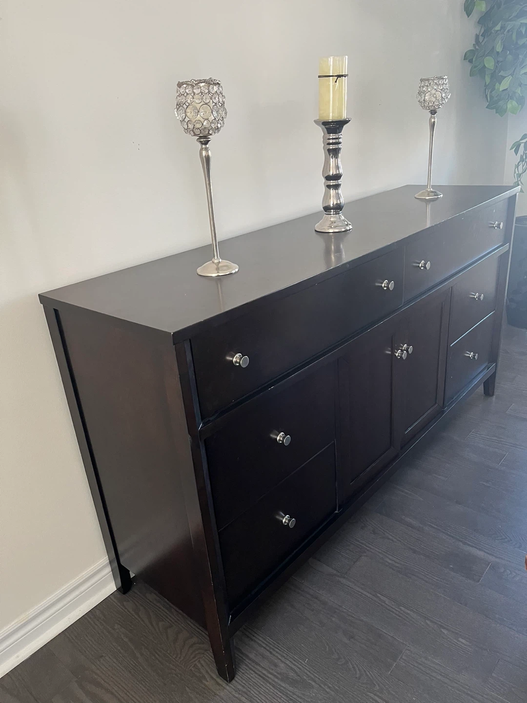 Dark Brown Dresser with 8 Drawers