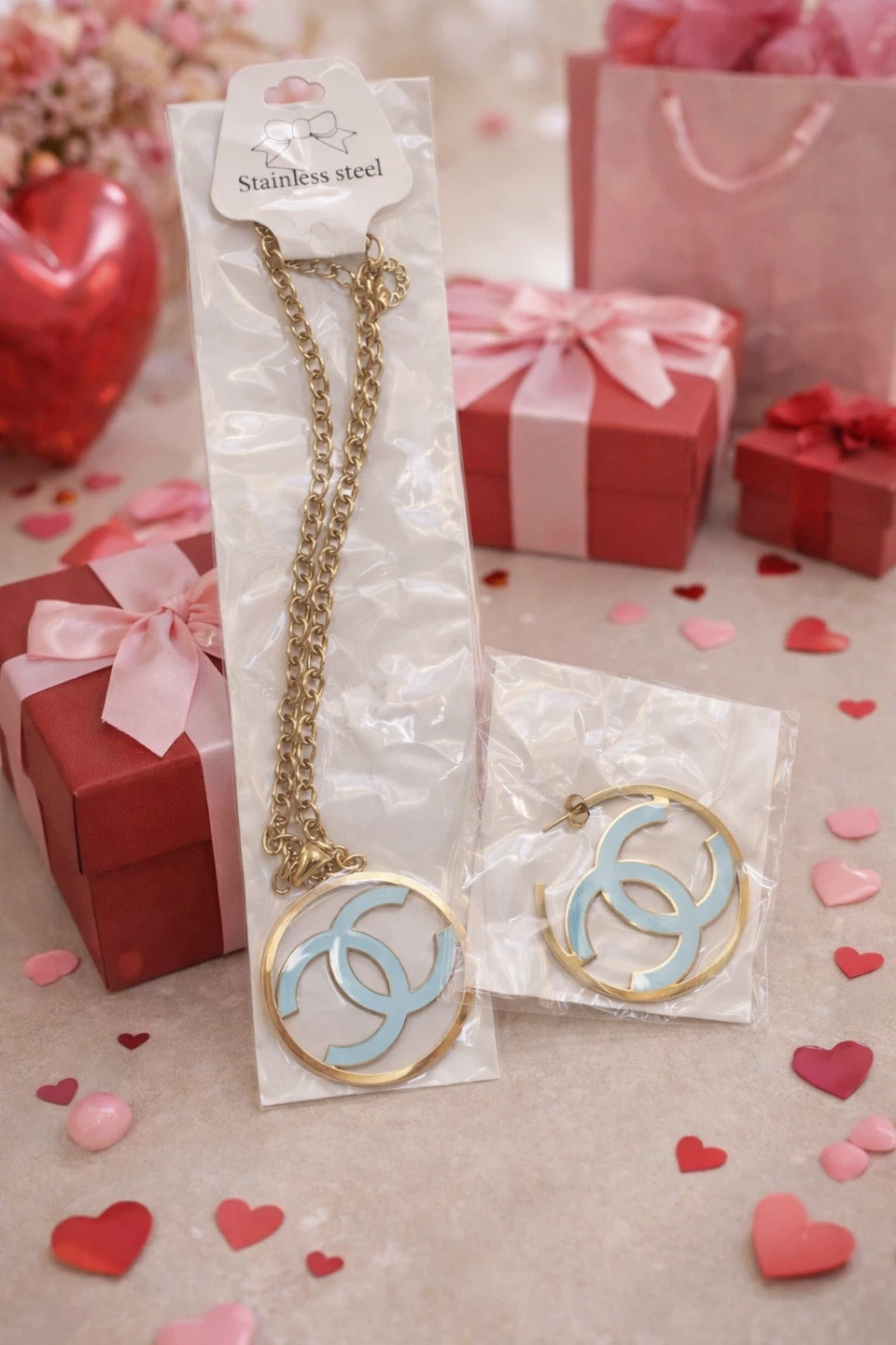 Chanel Inspired Necklace and Earrings Set - photo 3