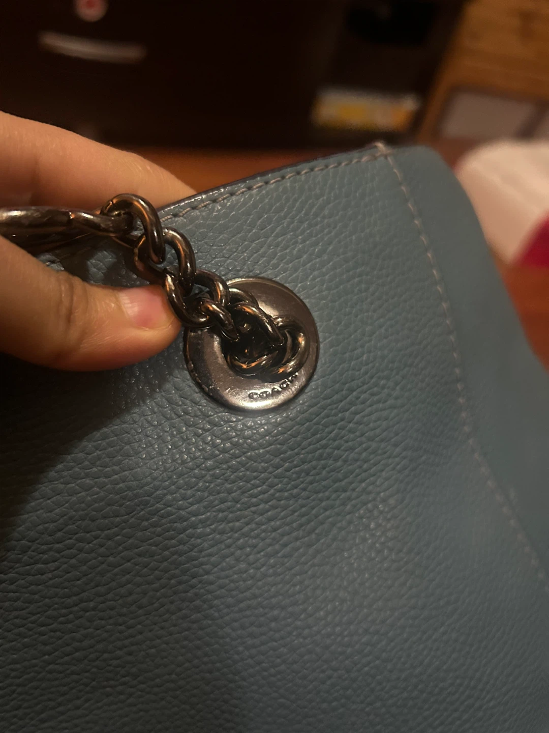 🏆 Authentic Coach Blue Leather Tote Bag - photo 4