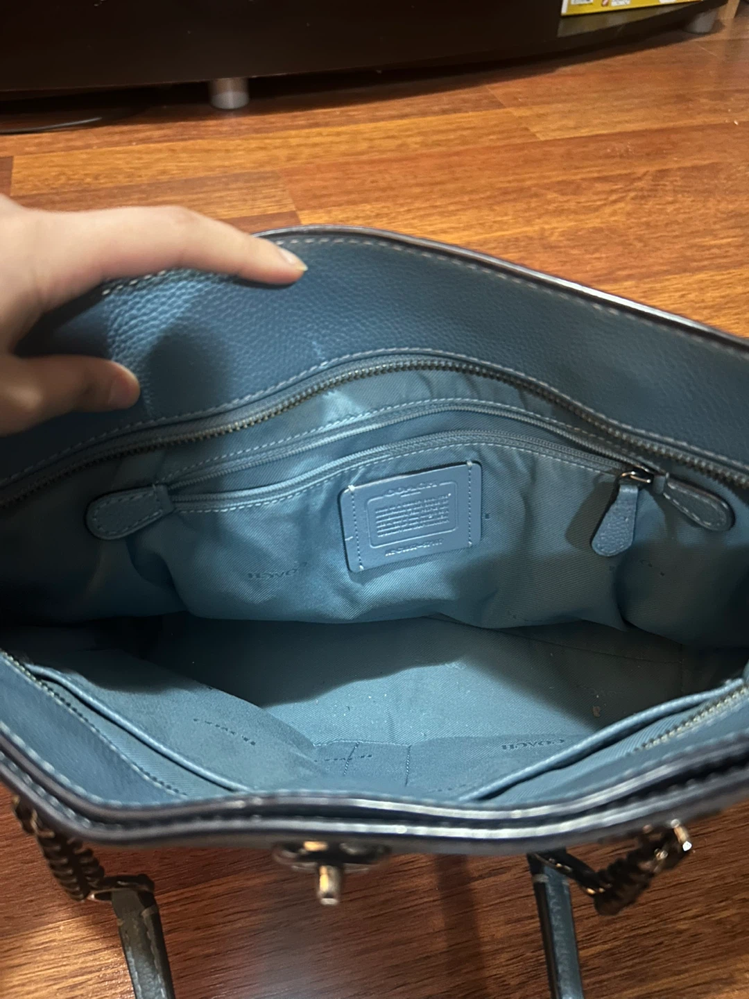🏆 Authentic Coach Blue Leather Tote Bag - photo 2