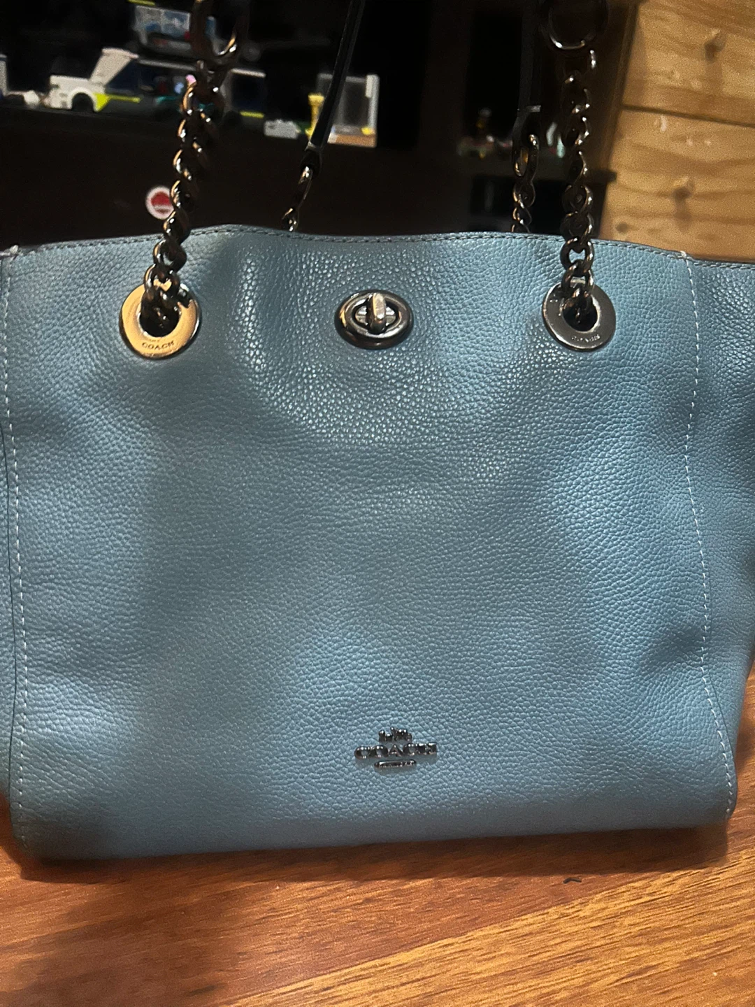 🏆 Authentic Coach Blue Leather Tote Bag