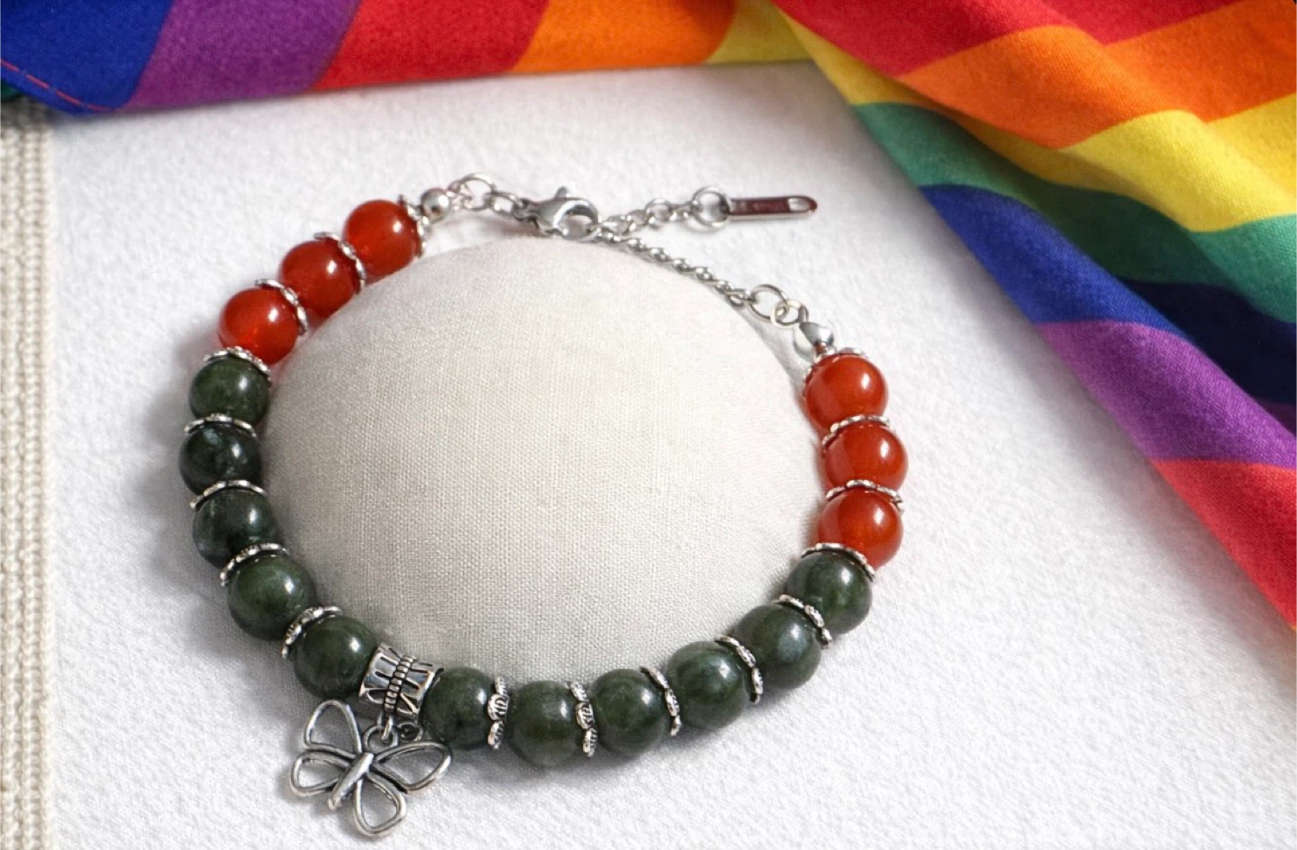 Gemstone Beaded Bracelet with Butterfly Charm - photo 2