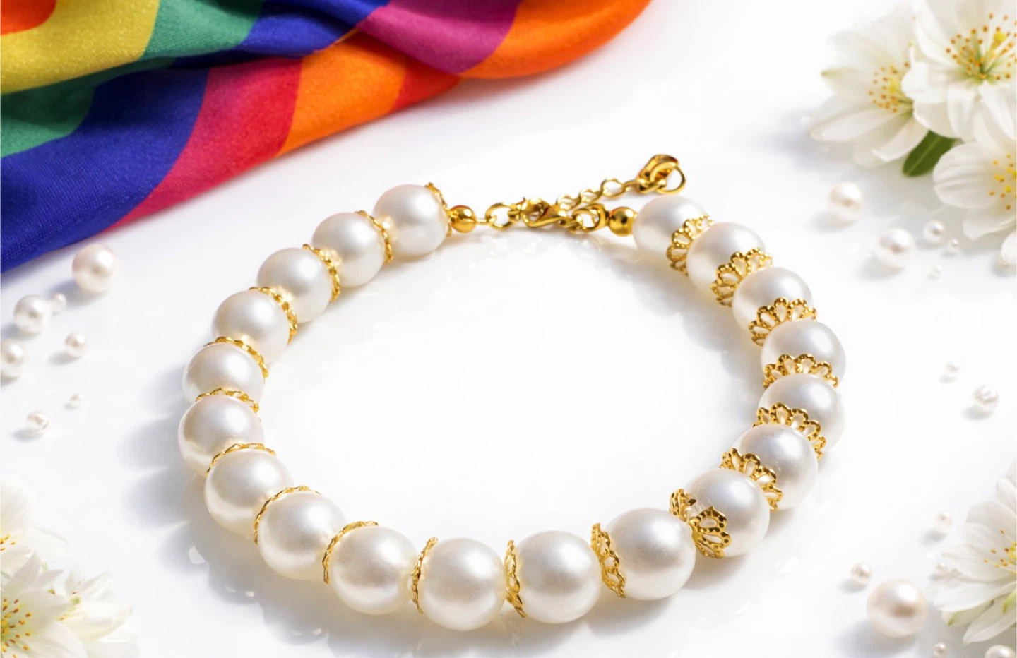Pearl and Gold Tone Bracelet - photo 2