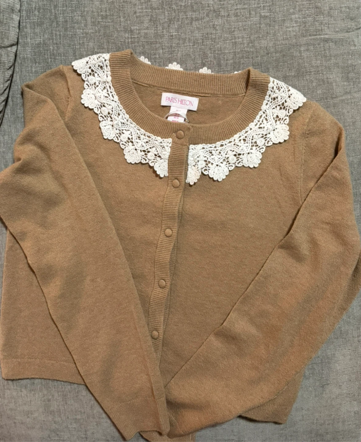 Paris Hilton Cardigan with Lace Collar - Size M - photo 4