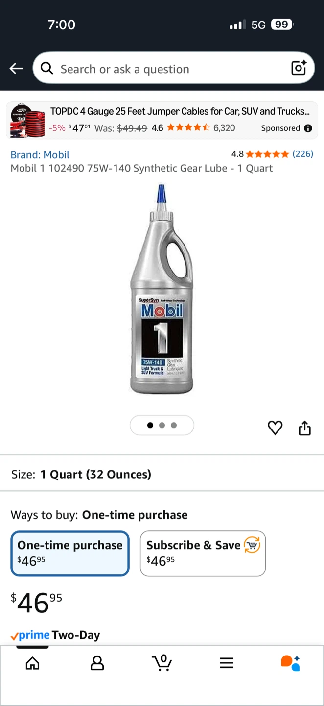Mobil 1 Synthetic Gear Lube 75W-140 - 1 Quart - photo 4