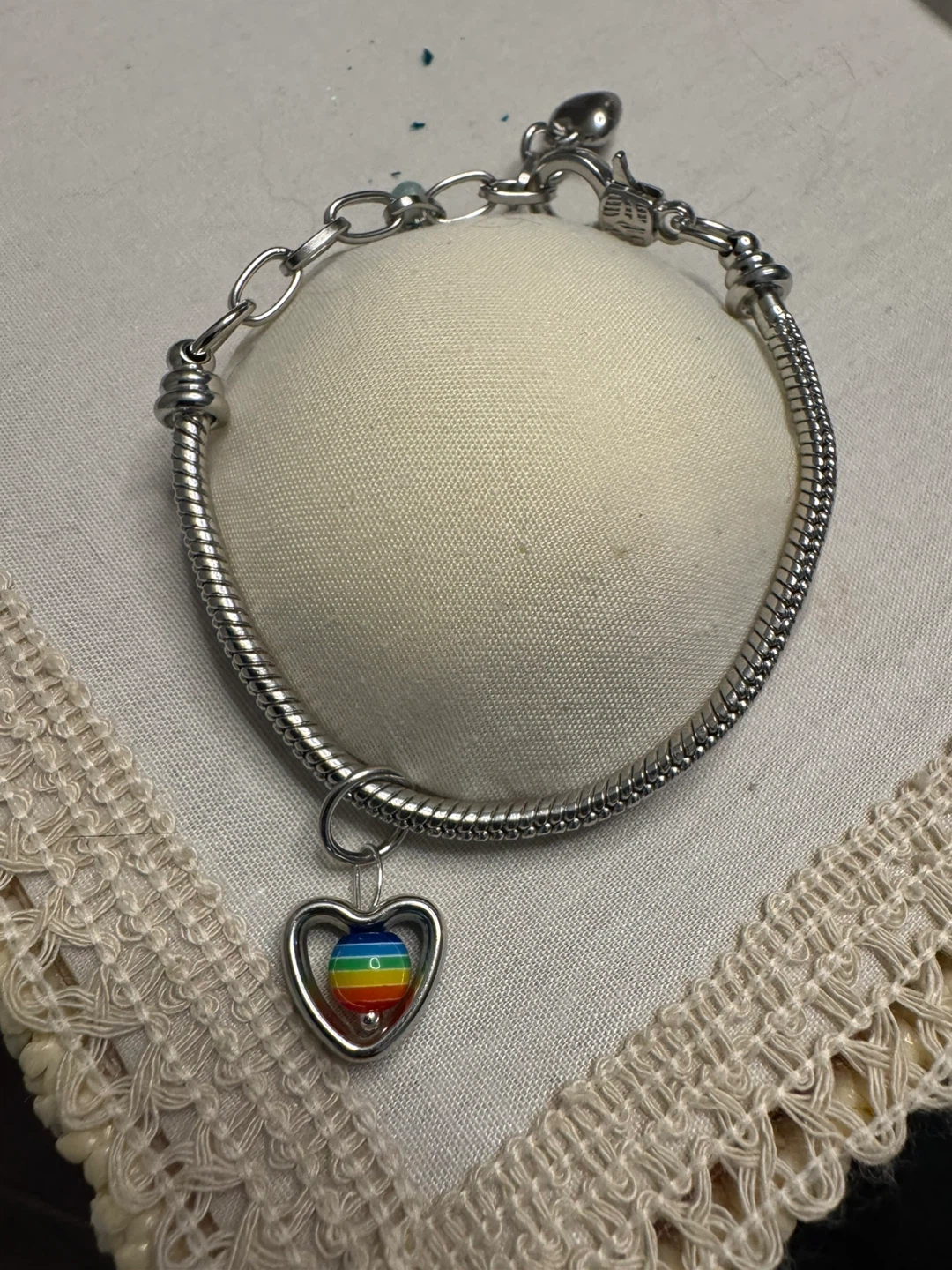 Charm Bracelet with Rainbow Heart