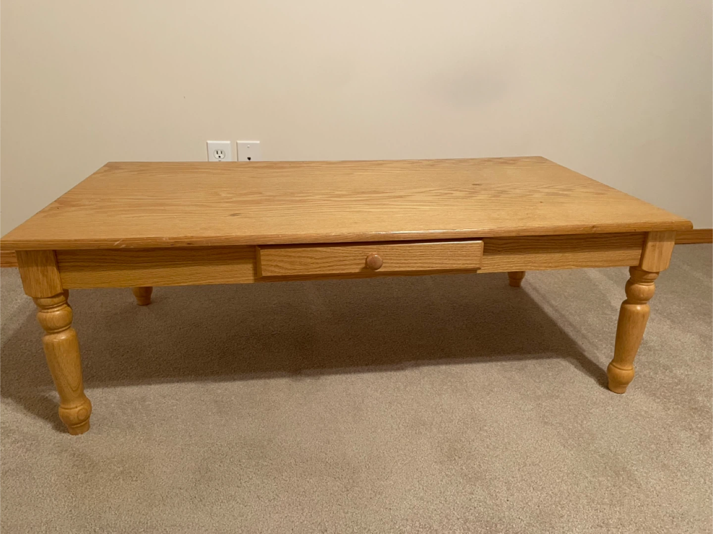 2 Wooden End Tables with Drawers and 1 Coffee Table