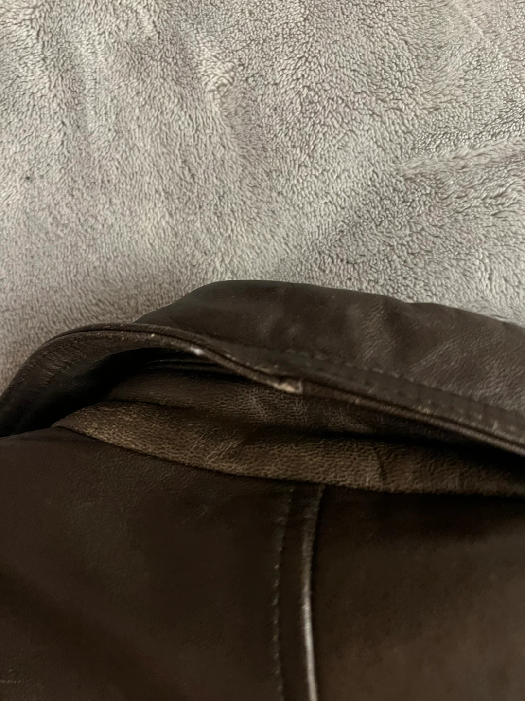 Brown Leather Bomber Jacket with World Map Lining - photo 3