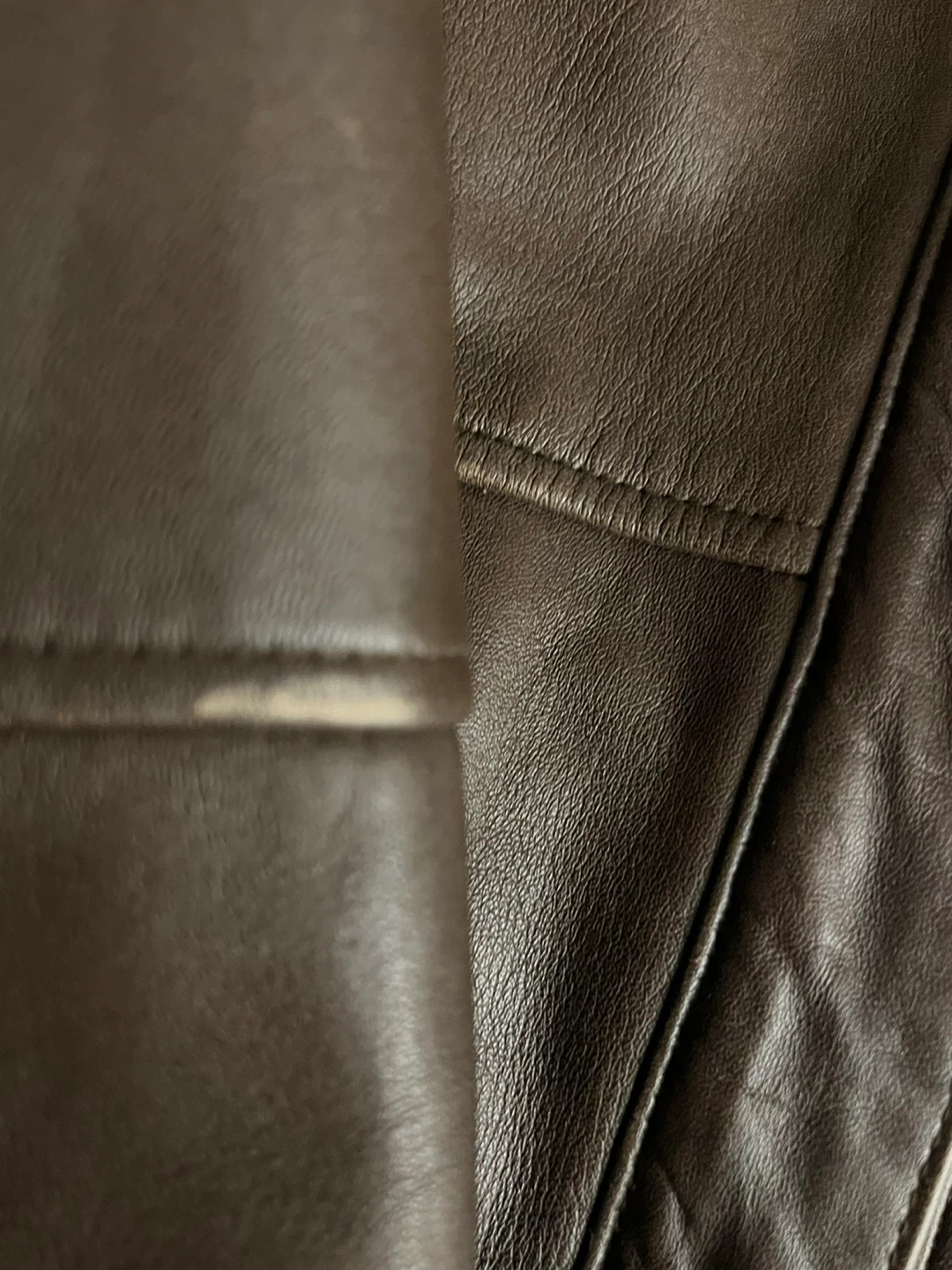 Brown Leather Bomber Jacket with World Map Lining - photo 5