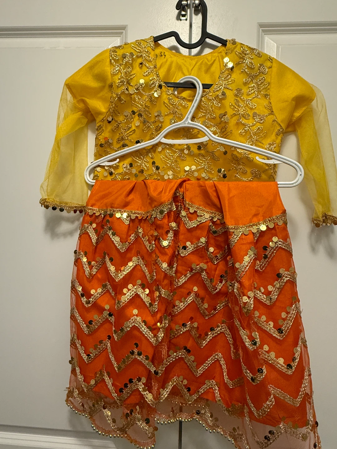 Kids Yellow and Orange Sequined Outfit - photo 2