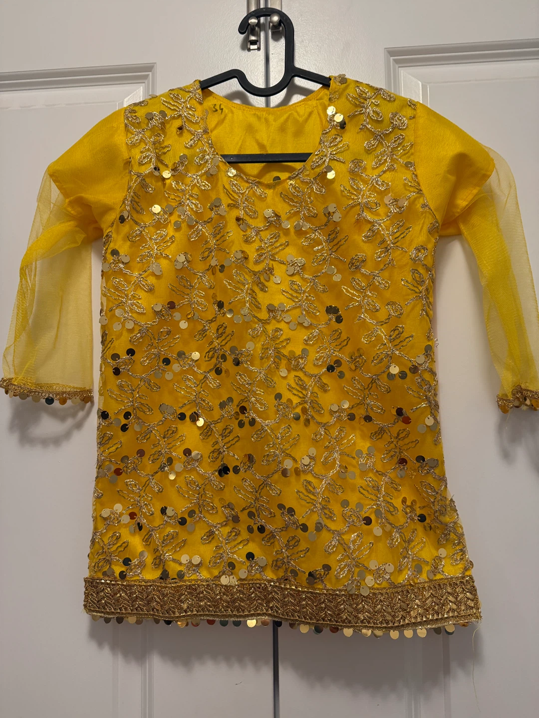 Kids Yellow and Orange Sequined Outfit