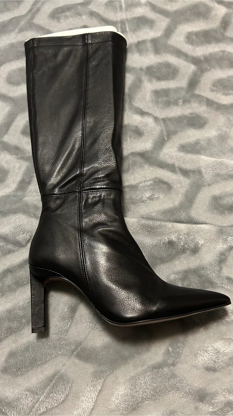 L'Intervalle Black Leather Pointed Toe Heeled Boots🏆 - photo 4
