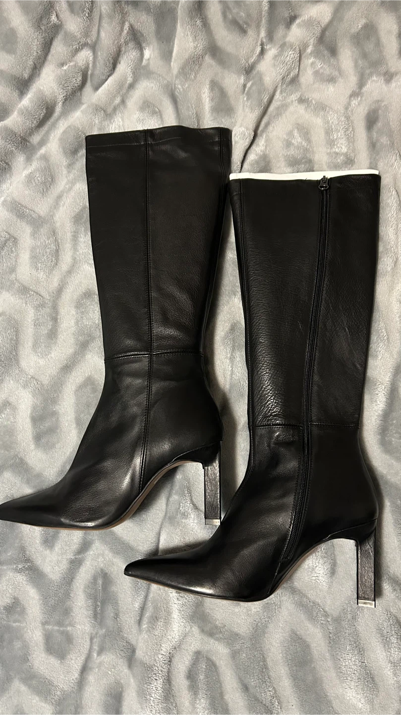 L'Intervalle Black Leather Pointed Toe Heeled Boots🏆 - photo 2
