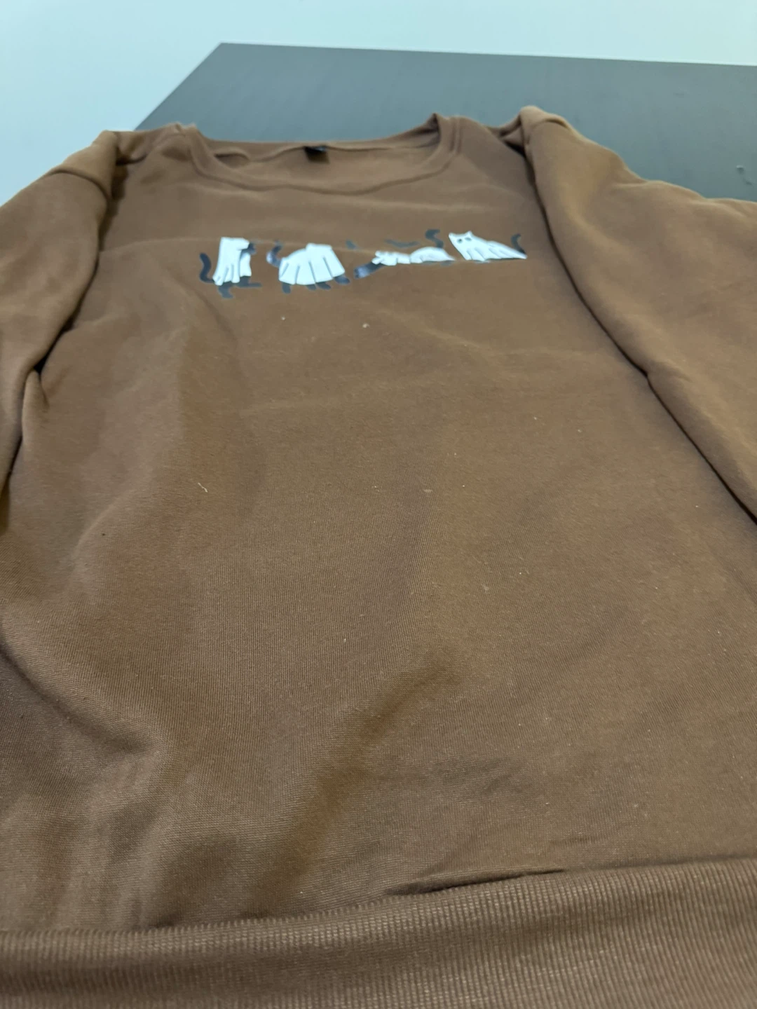 SHEIN CURVE Brown Cat Ghost Print Sweatshirt Size 3XL - photo 4