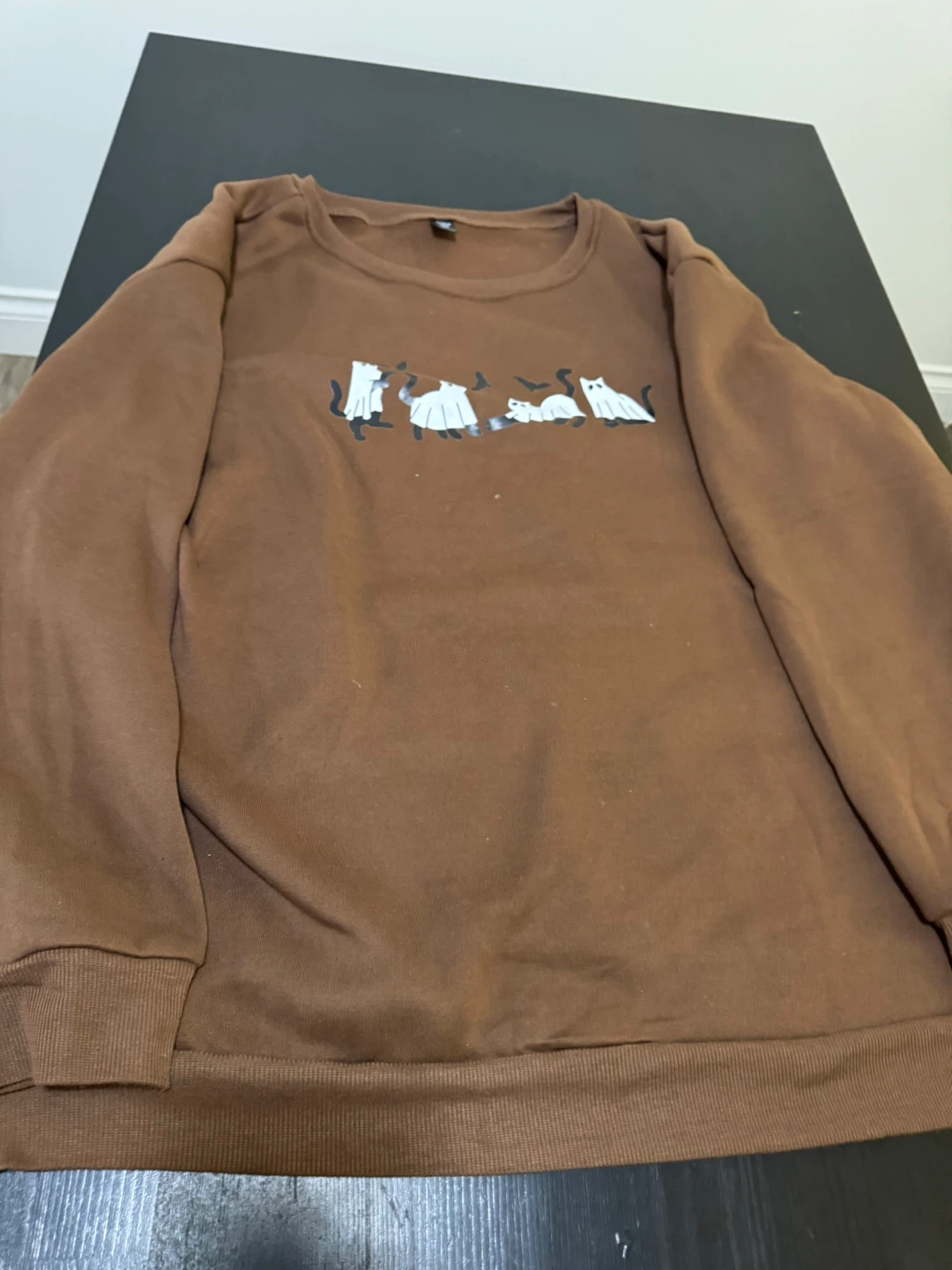 SHEIN CURVE Brown Cat Ghost Print Sweatshirt Size 3XL - photo 2