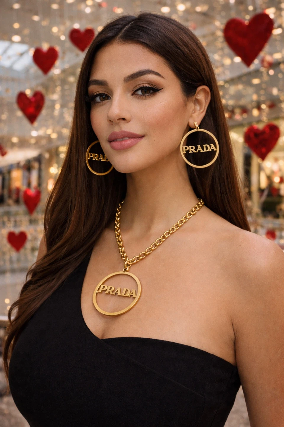 Prada Hoop Earrings and Necklace Set